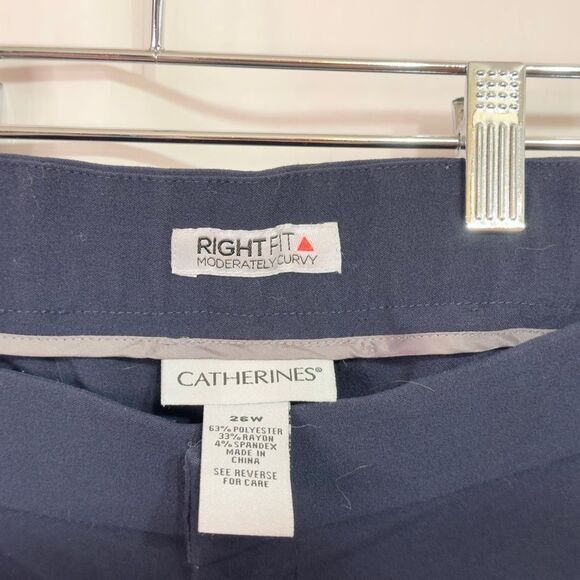 Catherines Plus Size 26W Dress Pants Navy Blue Trousers Right Fit Pockets 860 - Picture 7 of 8